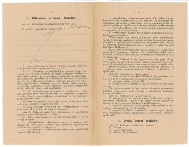 Zdjęcie Statutu Stowarzyszenia Pożyczkowego