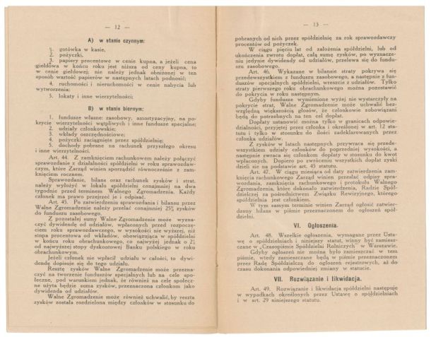Zdjęcie Statutu Stowarzyszenia Pożyczkowego